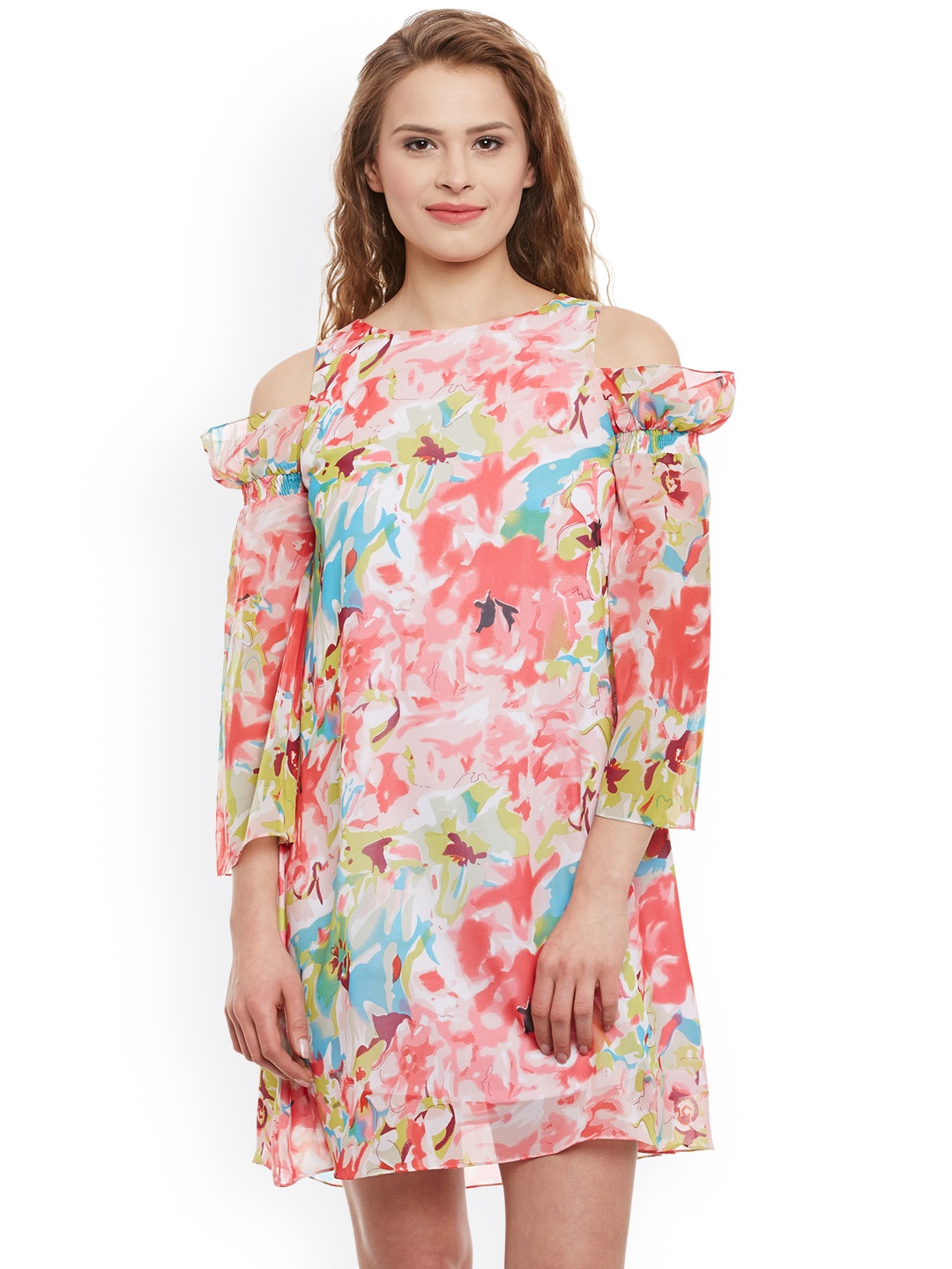 

Athena Women Multicoloured Georgette Printed A-Line Dress, Multi