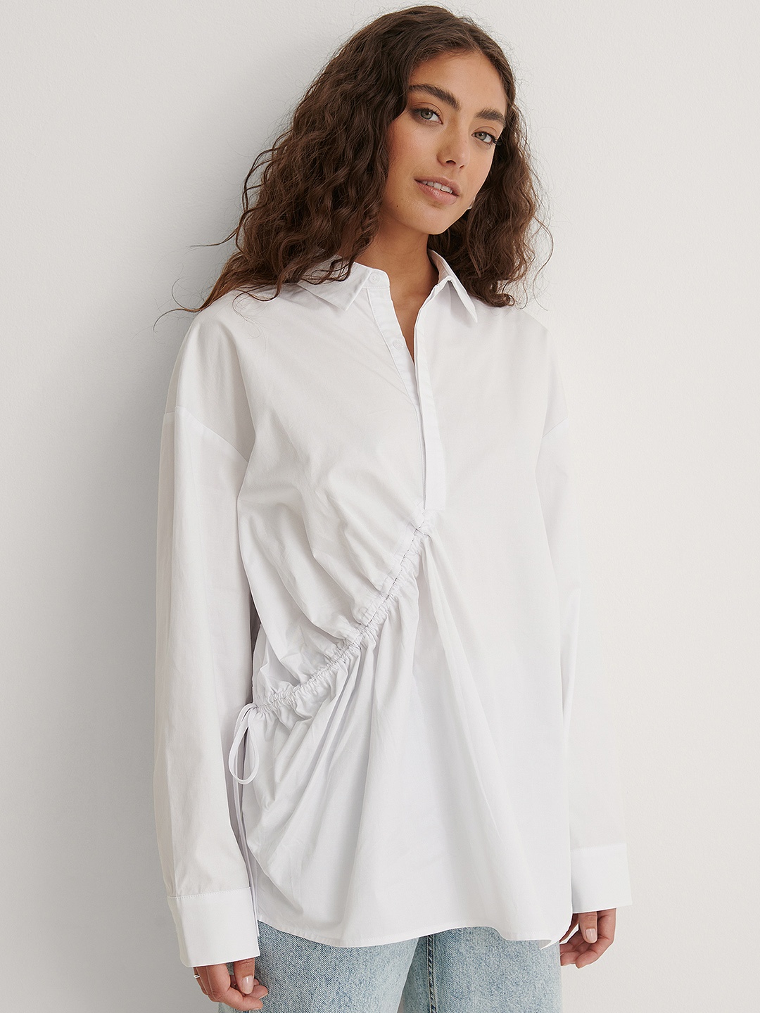 

NA-KD Women White Solid Pure Cotton Casual Shirt
