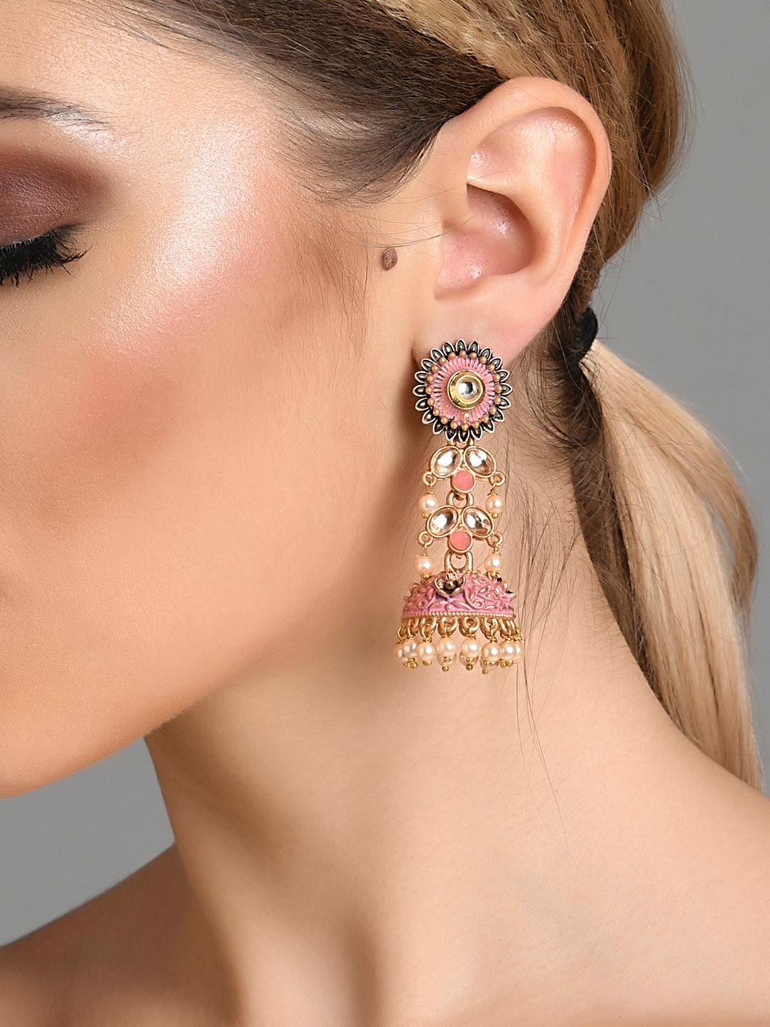 

Fida Pink Contemporary Jhumkas Earrings