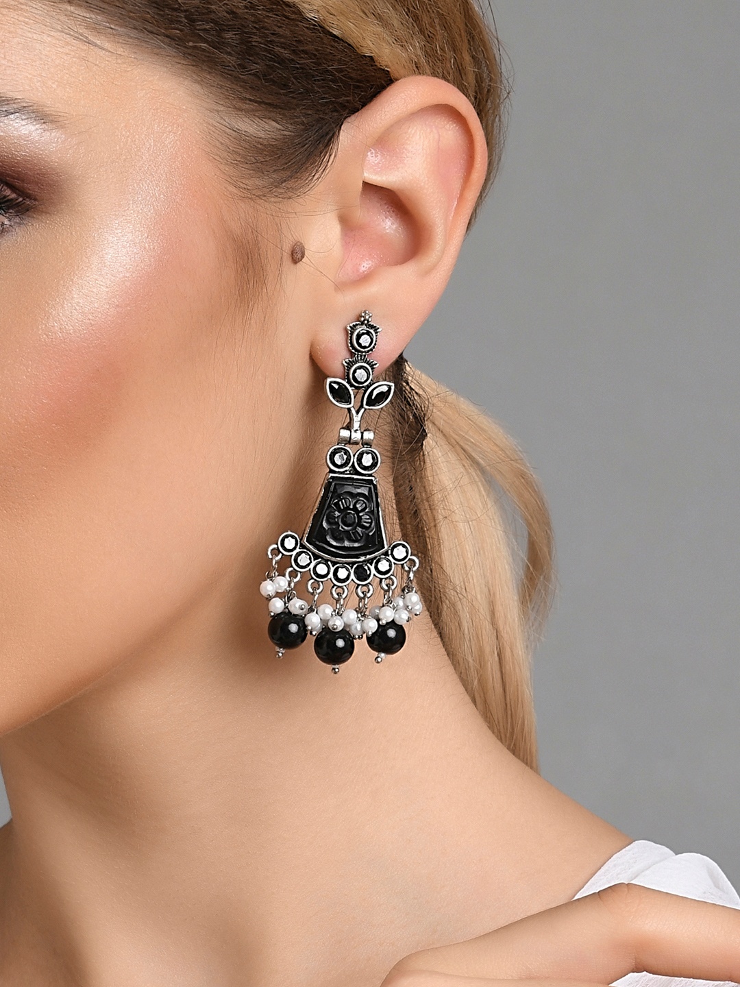 

Fida Silver-Toned Contemporary Drop Earrings