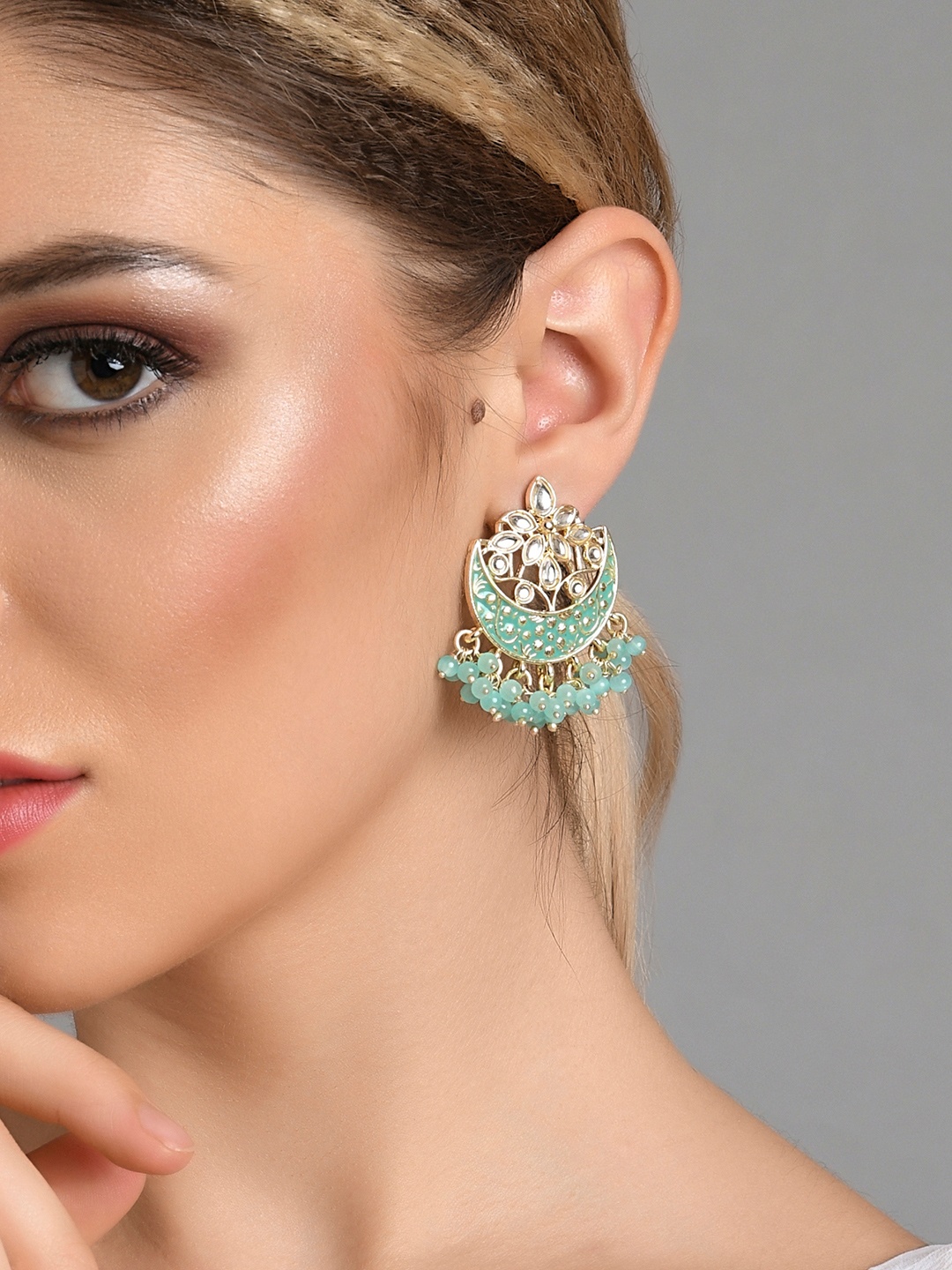 

Fida Gold-Toned & Blue Contemporary Chandbalis Earrings