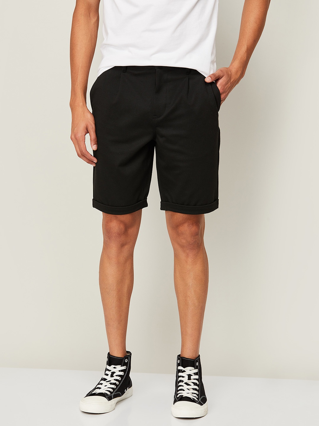 

Bossini Men Black Solid Viscose Rayon Shorts