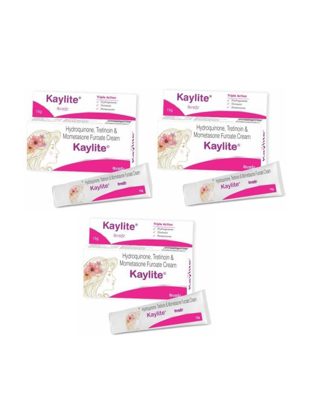 

Kaylite Set of 3 Triple Action Skin Brightening Face Cream - 15 g each, White