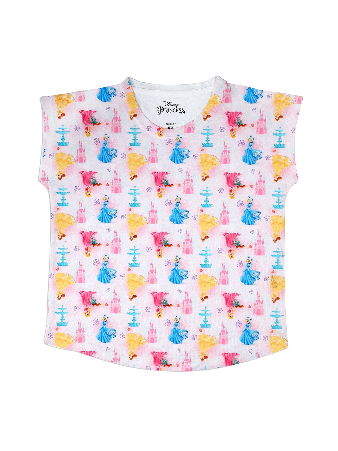 

Disney by Wear Your Mind Girls Off-White & Pink Disney Princess Printed Top