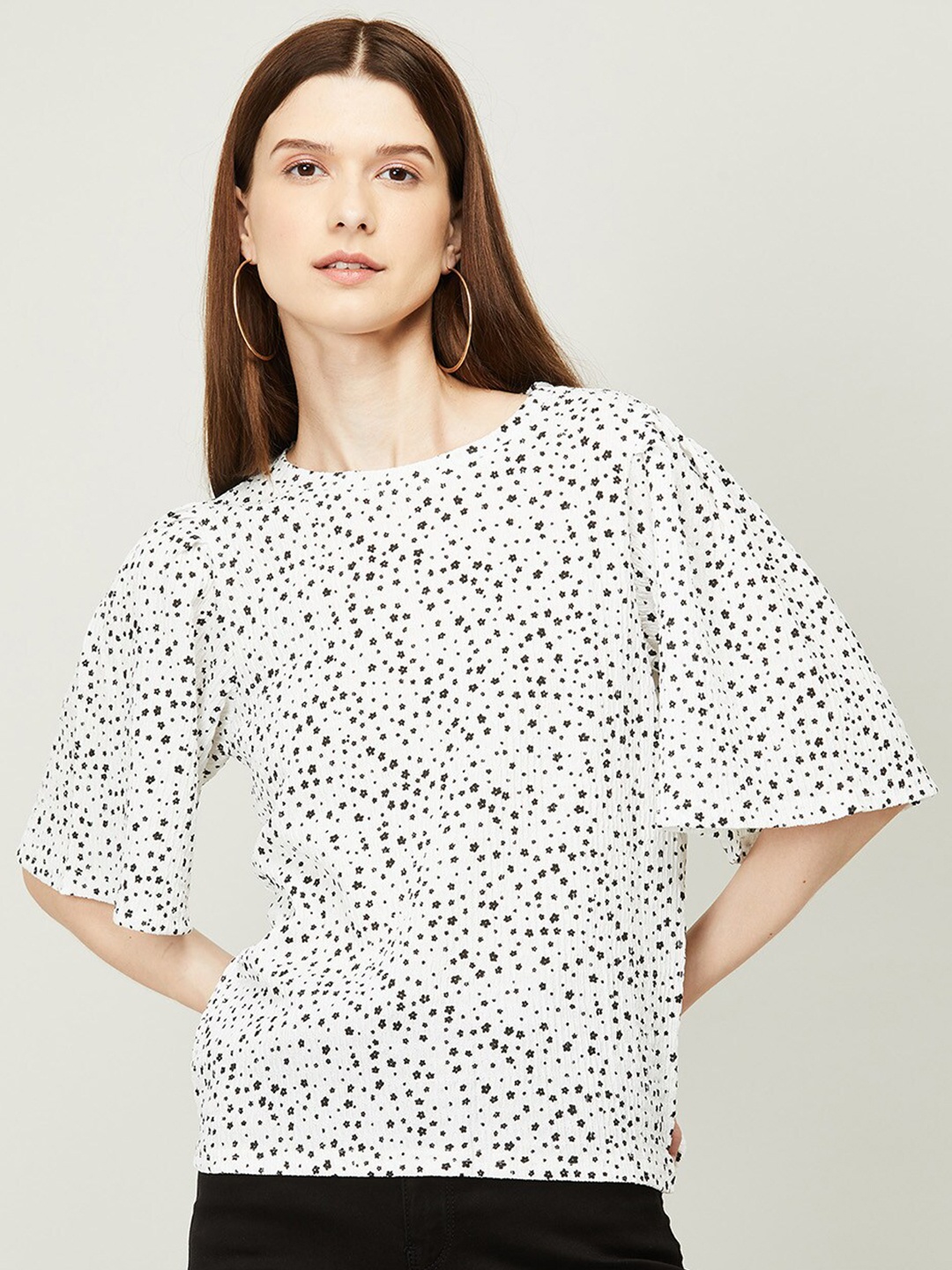 

CODE by Lifestyle Women White Floral Print Top