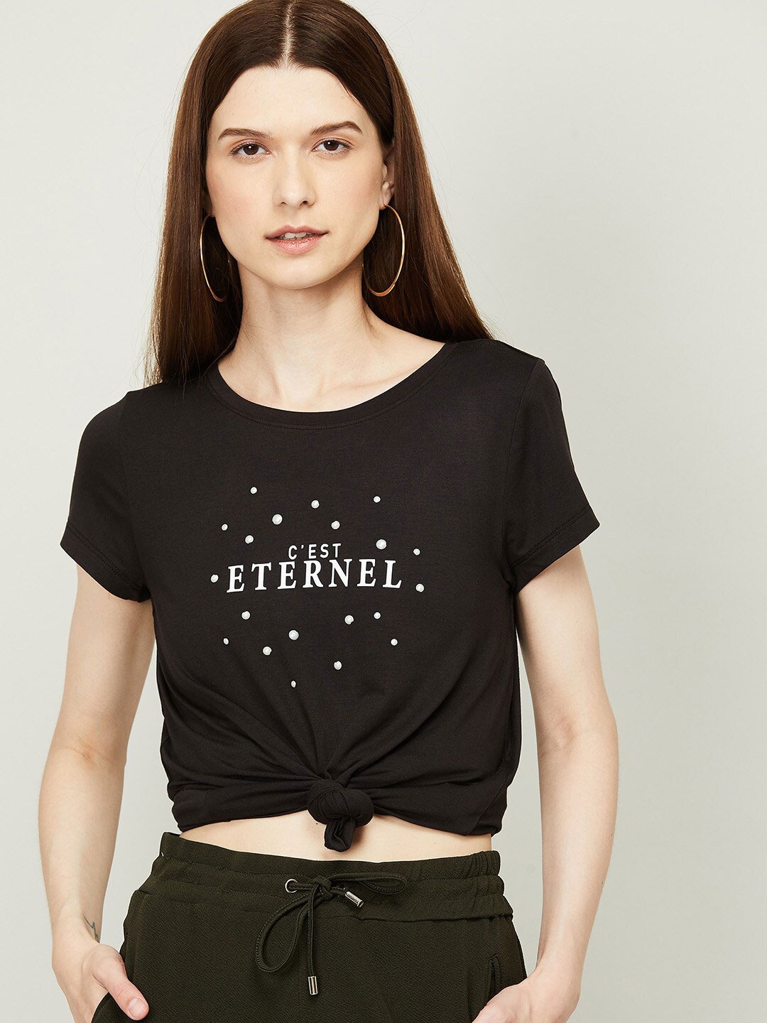 

Fame Forever by Lifestyle Black Printed Crop Top