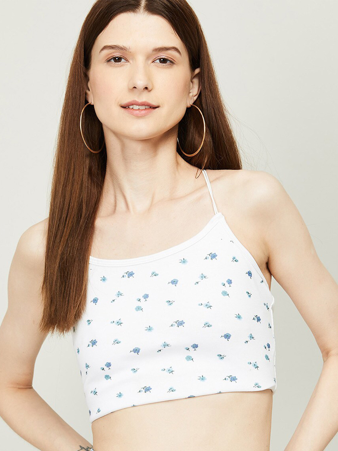 

Ginger by Lifestyle Women White Print Bralette Crop Top