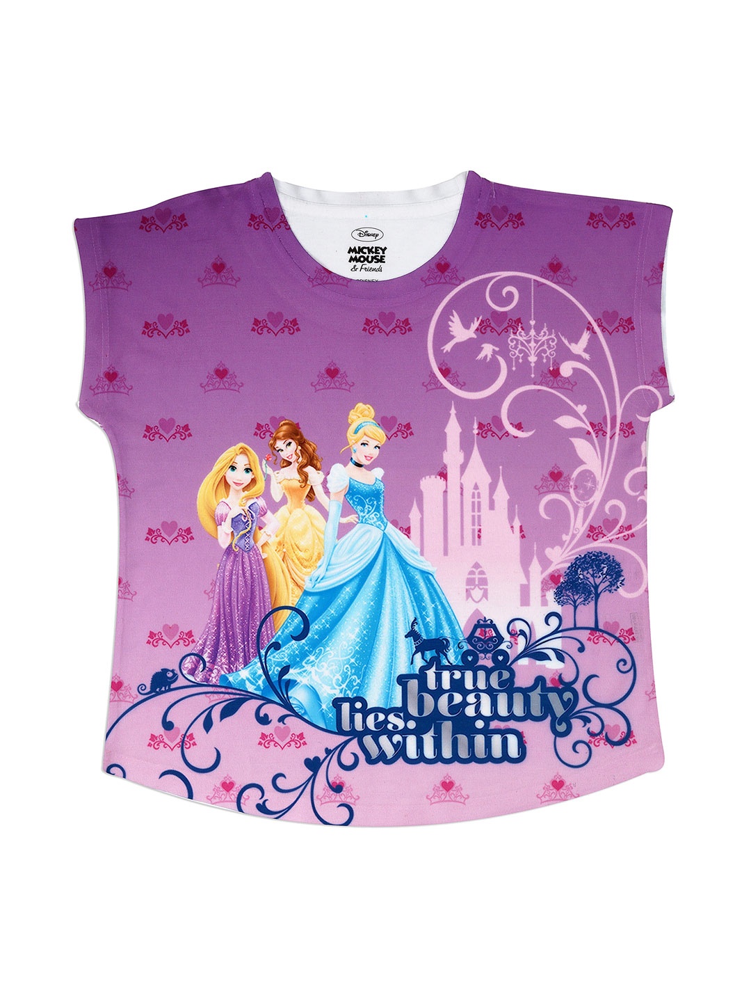

Disney by Wear Your Mind Girls Purple Disney Princess Printed Top