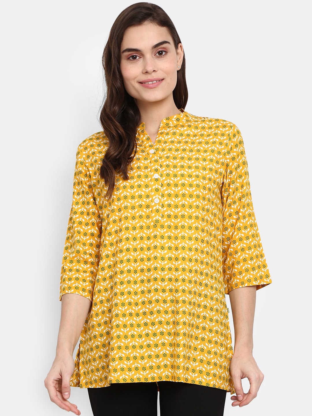 

V-Mart Women Mustard Yellow Floral Printed Kurta