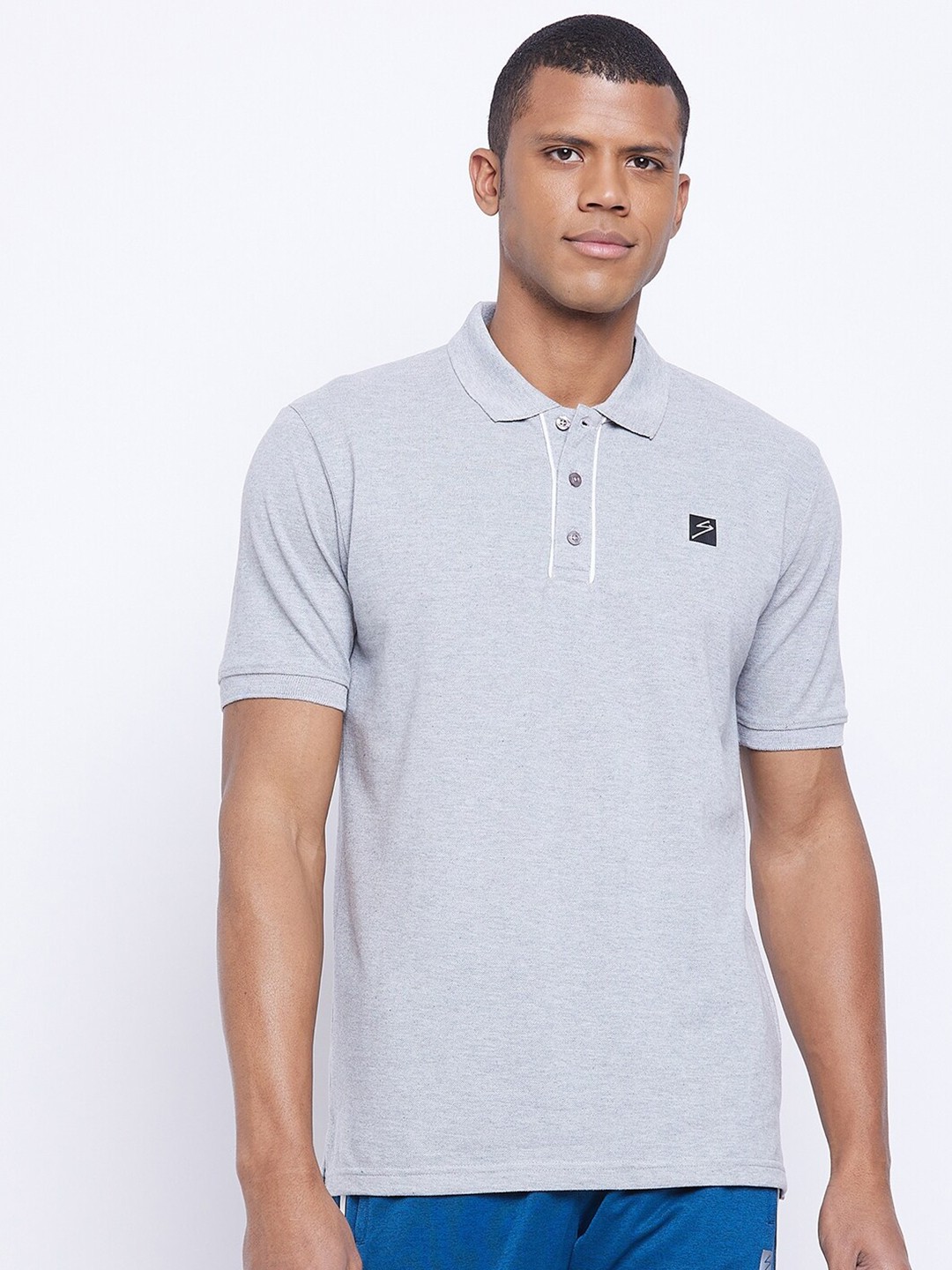

UNPAR Men Grey Melange Polo Collar T-shirt
