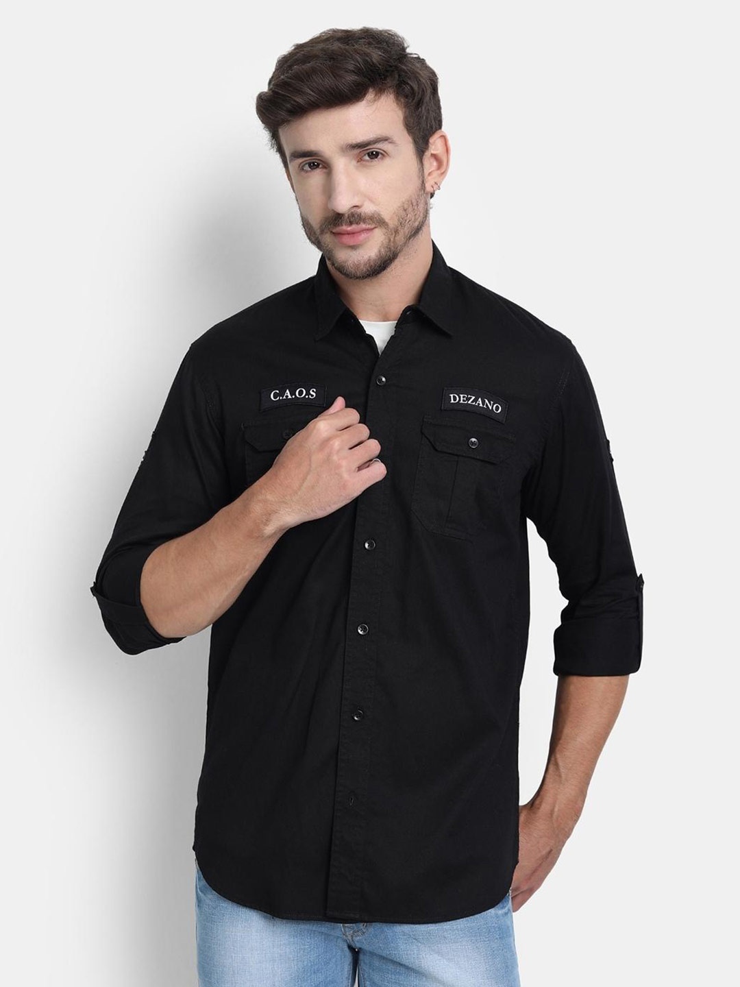 

DEZANO Men Black Comfort Casual Shirt