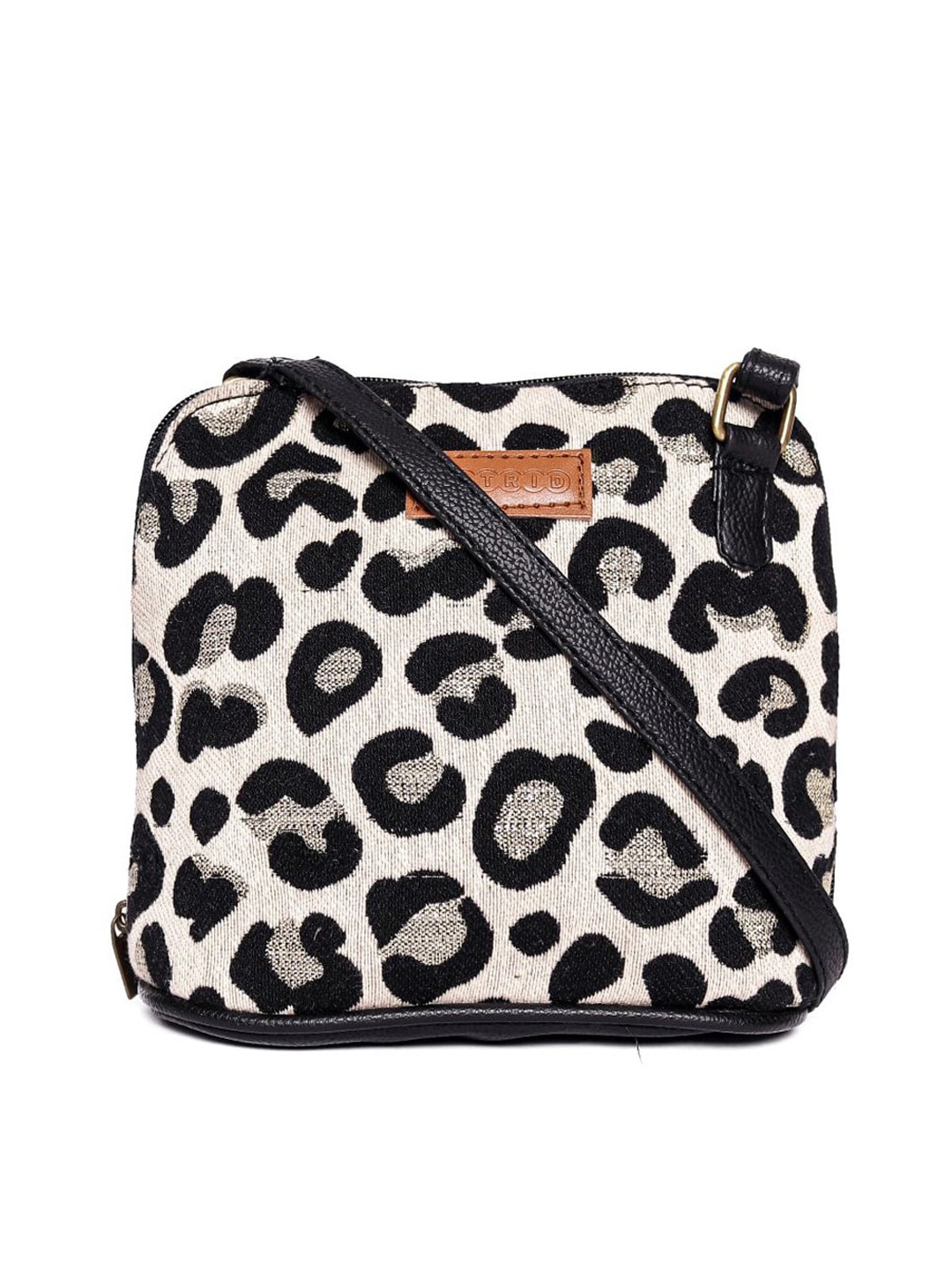 

ASTRID Black Animal Printed Oversized Shopper Sling Bag Multicompartment Sling
