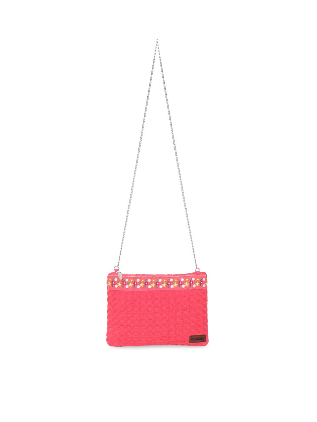 

ASTRID Pink Textured Embroidered Structured Sling Bag