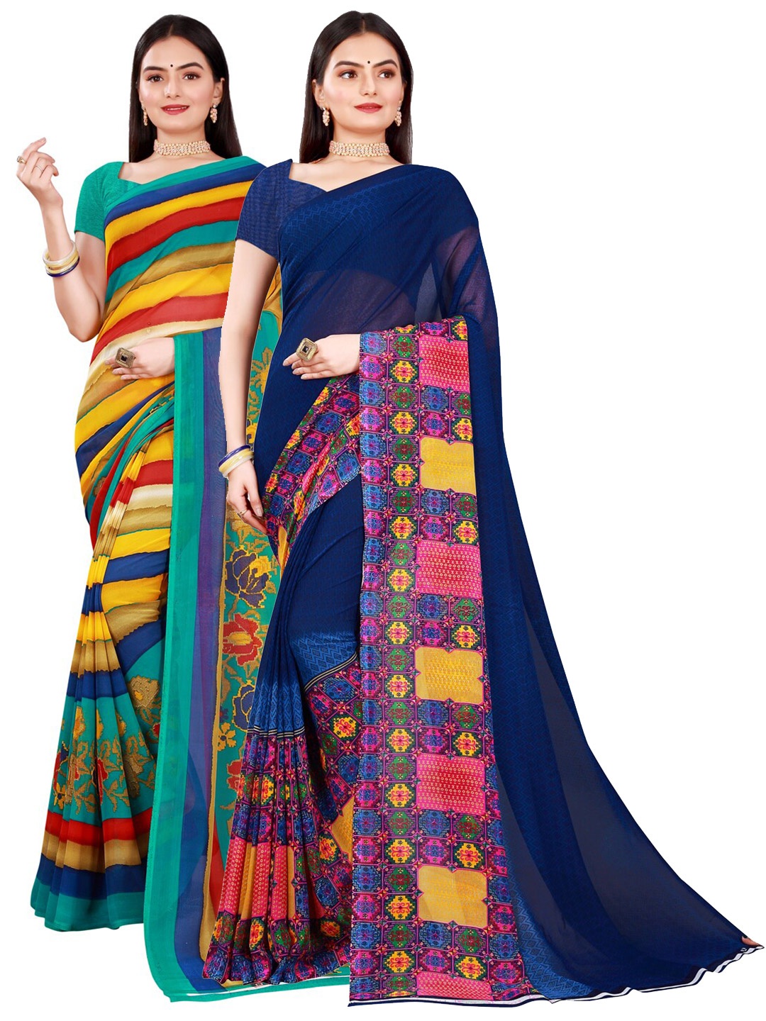 

KALINI Set of 2 Multicolor Pure Georgette Saree, Multi