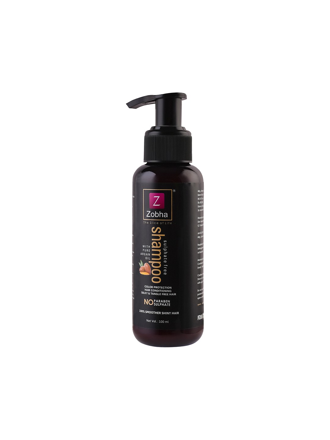 

Zobha Sulphate Free Shampooo With Pure Argan Oil For Colour Protection-100ml, White