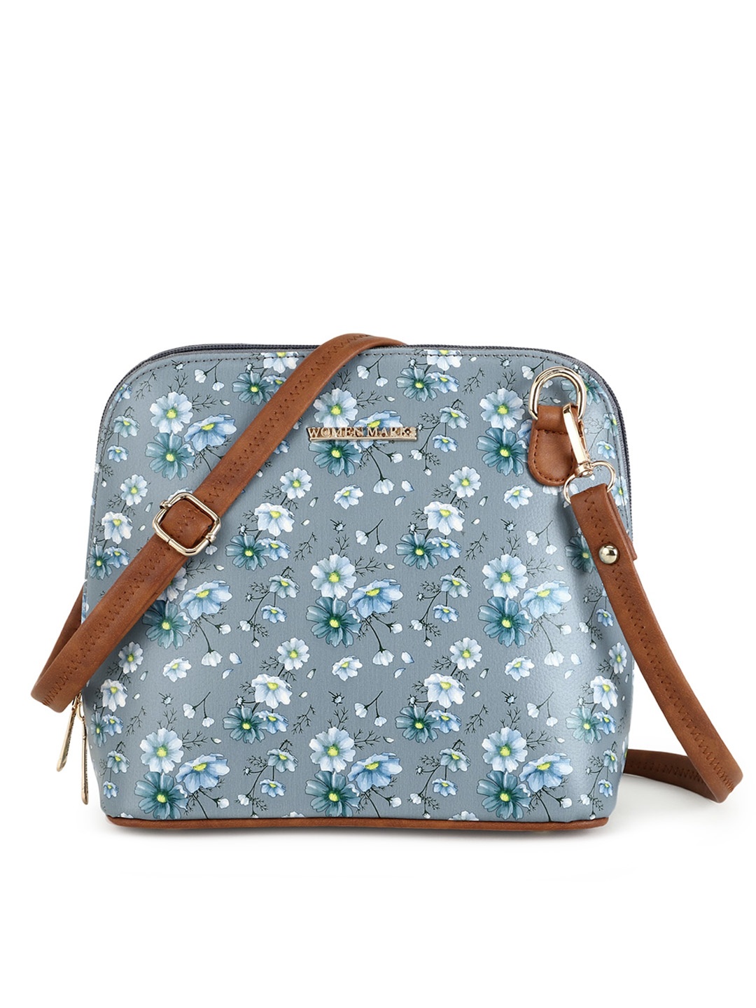 

WOMEN MARKS Women Grey Floral Printed PU Structured Sling Bag