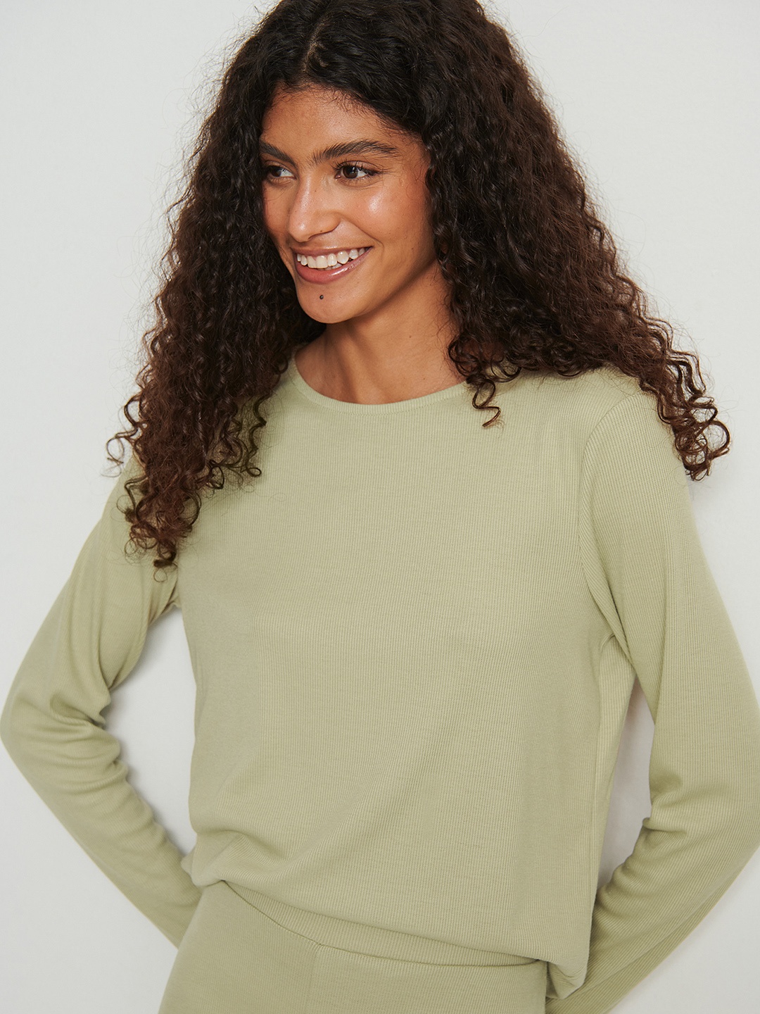 

NA-KD Women Green Ribbed T-shirt