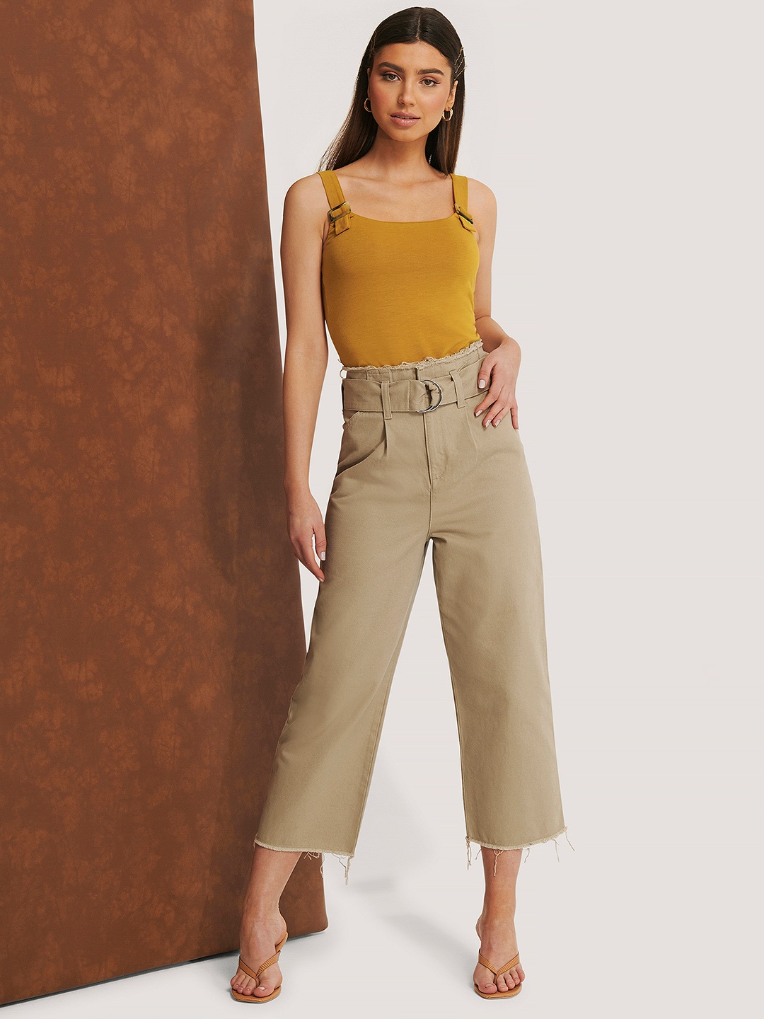 

NA-KD Mustard Yellow Shoulder Strap Fitted Top