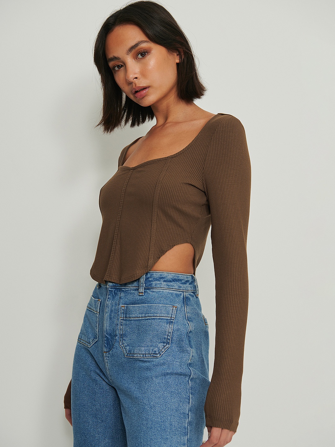

NA-KD Brown Corset Top