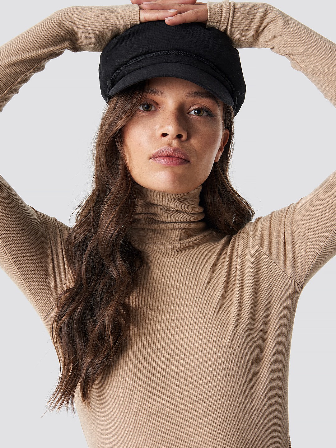 

NA-KD Women Camel brown Solid Ribbed Knitted Top