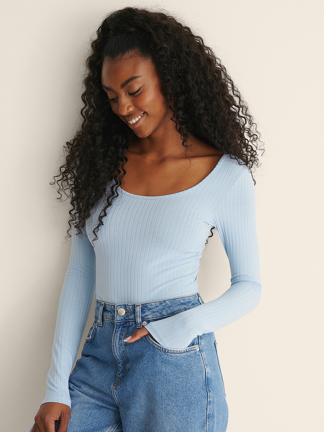 

NA-KD Women Blue Solid Knitted Top