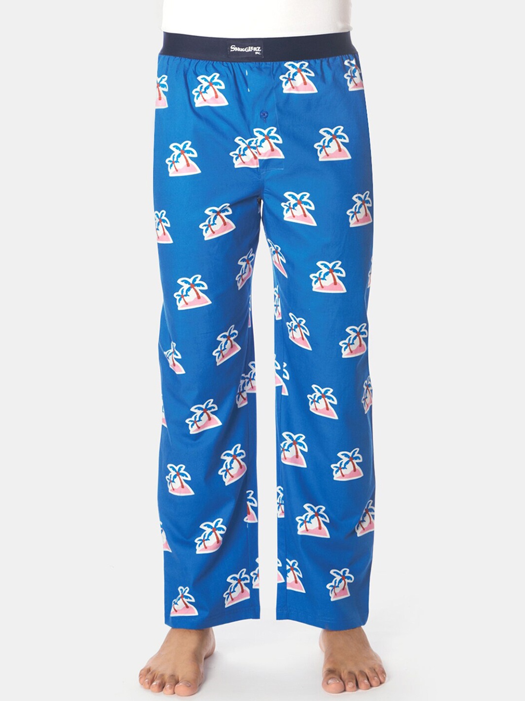

SMUGGLERZ INC. Men Blue Printed Pure Cotton Lounge Pant