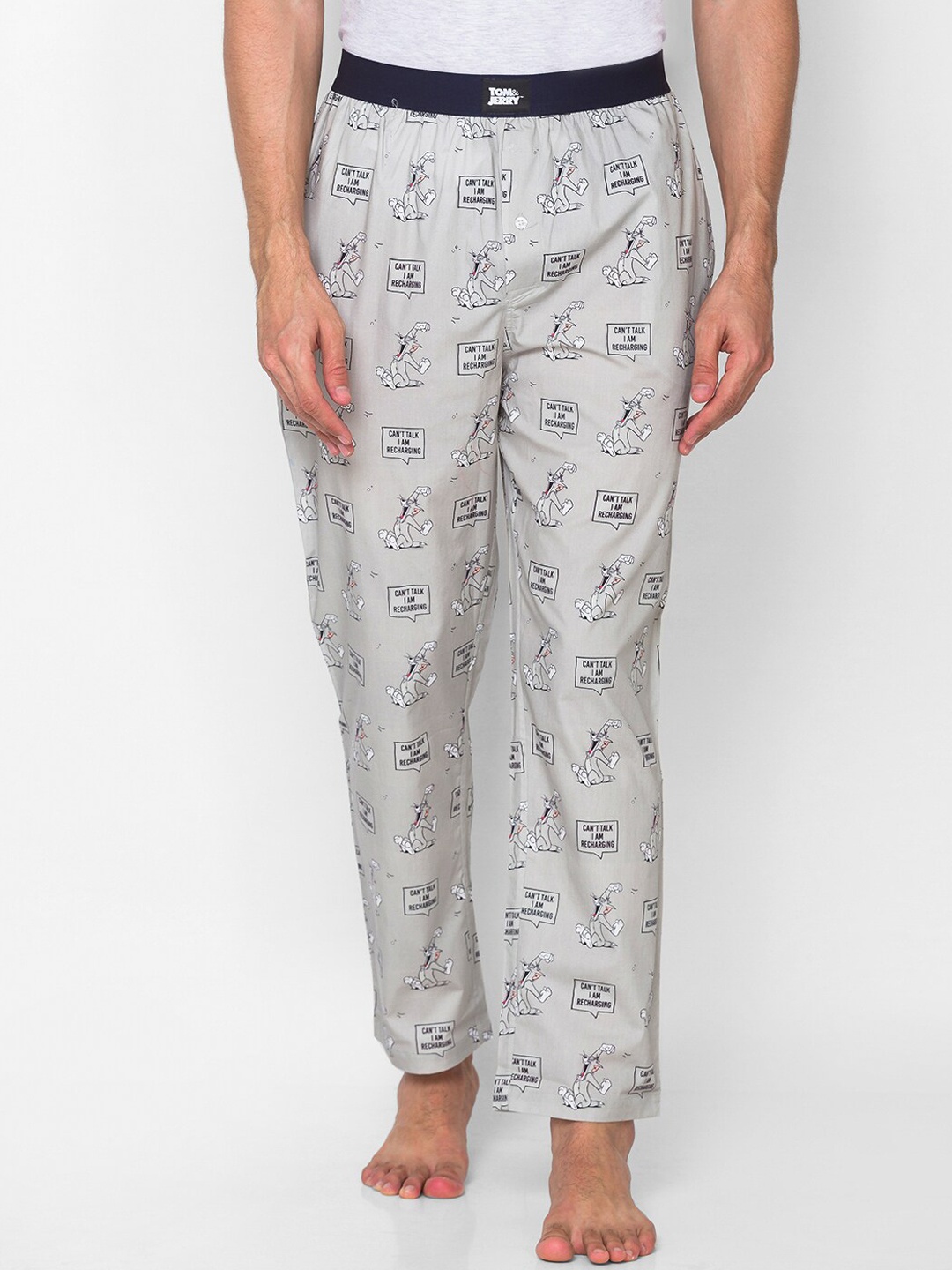 

SMUGGLERZ INC. Men Grey Pure Cotton Lounge Pant