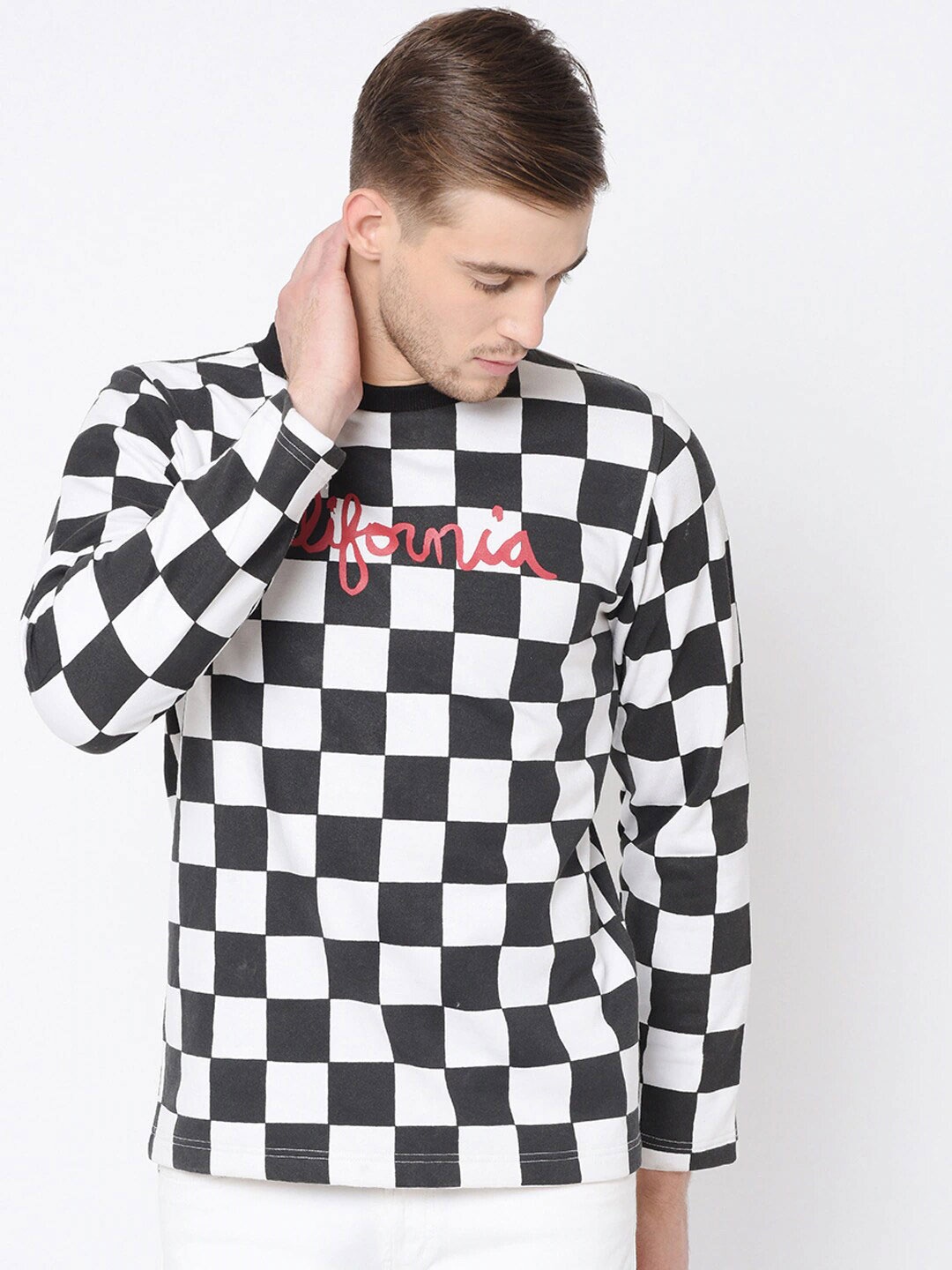 

Rigo Men White California Typography Checked Sweatshirt