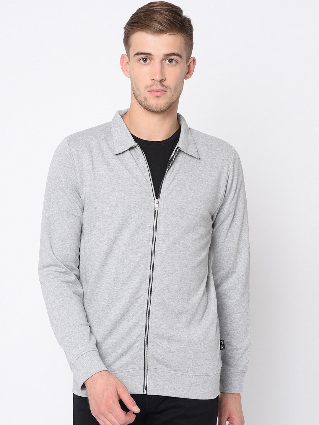 

Rigo Men Grey Melange Solid Sweatshirt