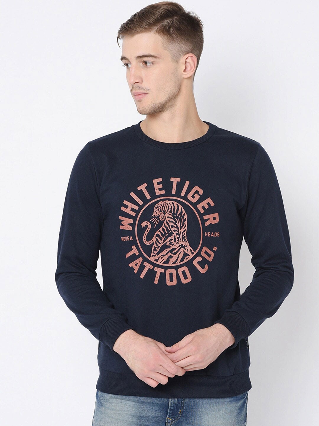 

Rigo Men Blue Typography Printed Sweatshirt