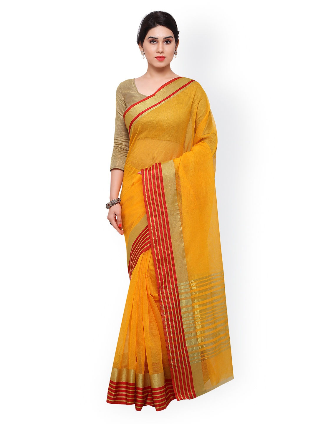 

Saree mall Yellow Bhagalpuri Art Silk Traditional Saree