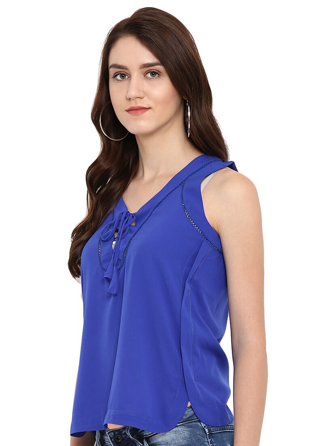 

Athah Blue Solid Tie-Ups Top