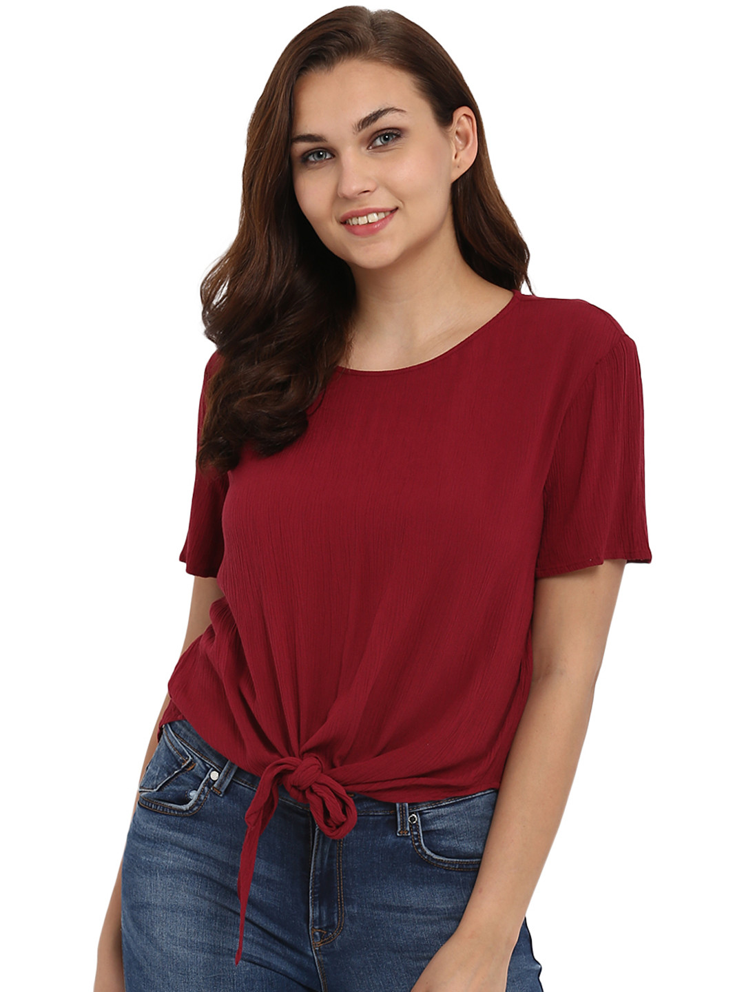 

Athah Women Maroon Front Knot Top
