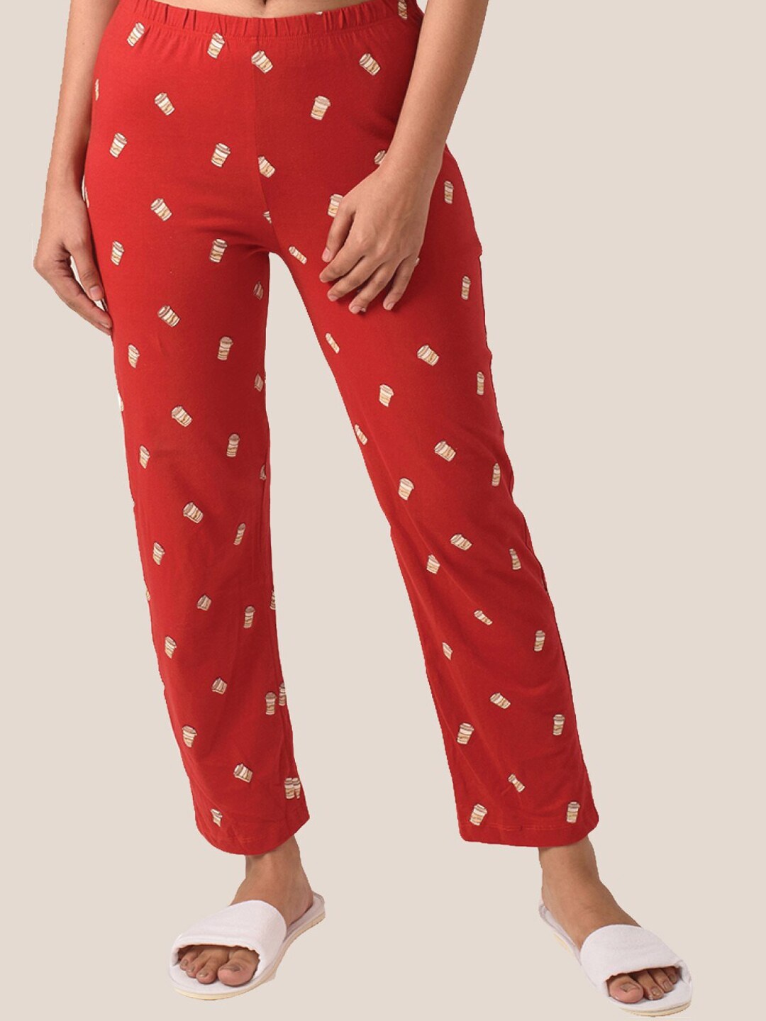 

Soxytoes Women Maroon Coffee Printed Lounge Pants, Red