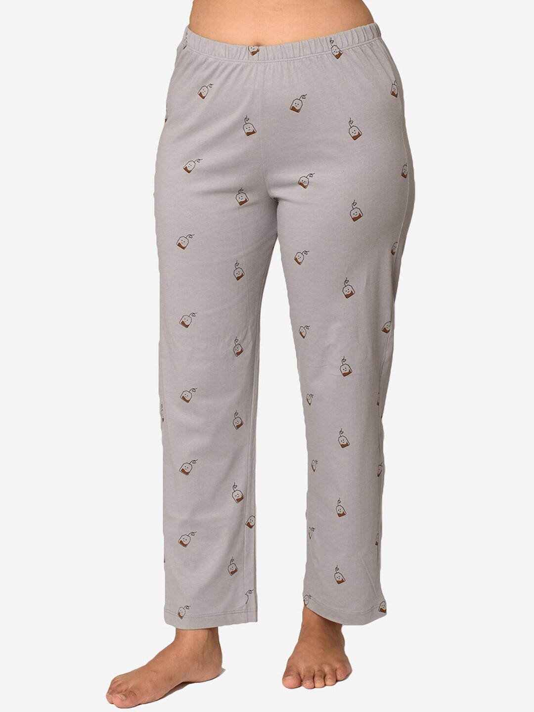

Soxytoes Women Grey Positivitea Printed Cotton Lounge Pants