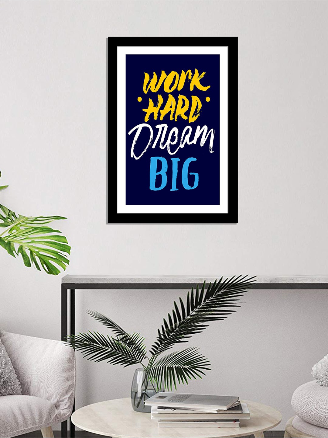 

WENS Black & Blue Laminated Inspirational Quotes Printed Framed Wall Art