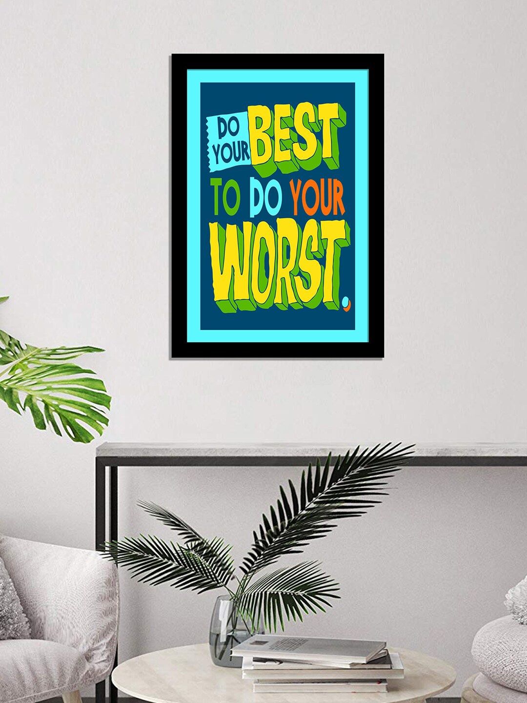 

WENS Black & Yellow Inspirational Quotes Laminated Framed Wall Art