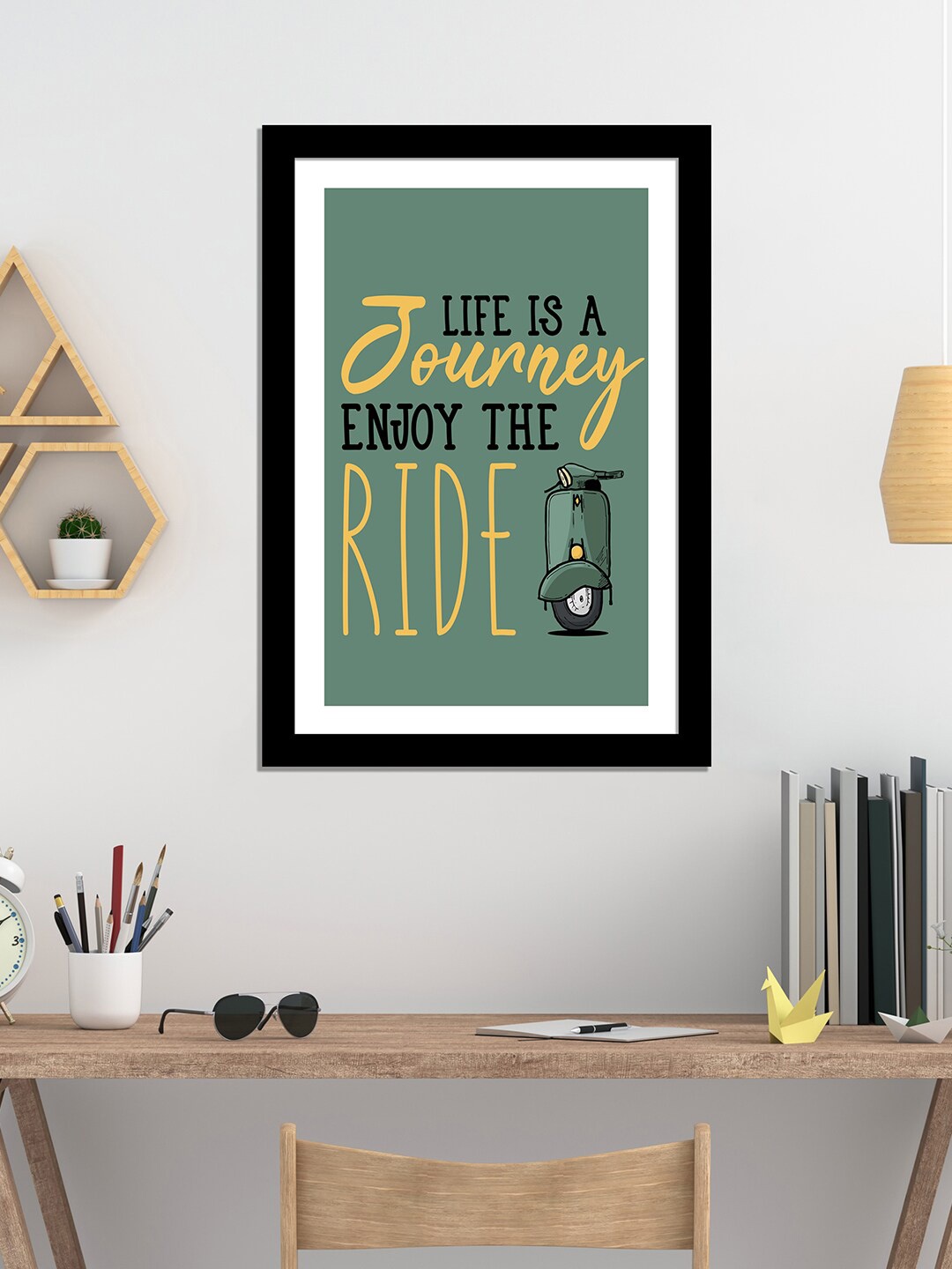 

WENS Black & Green Laminated Inspirational Quotes Printed Framed Wall Art