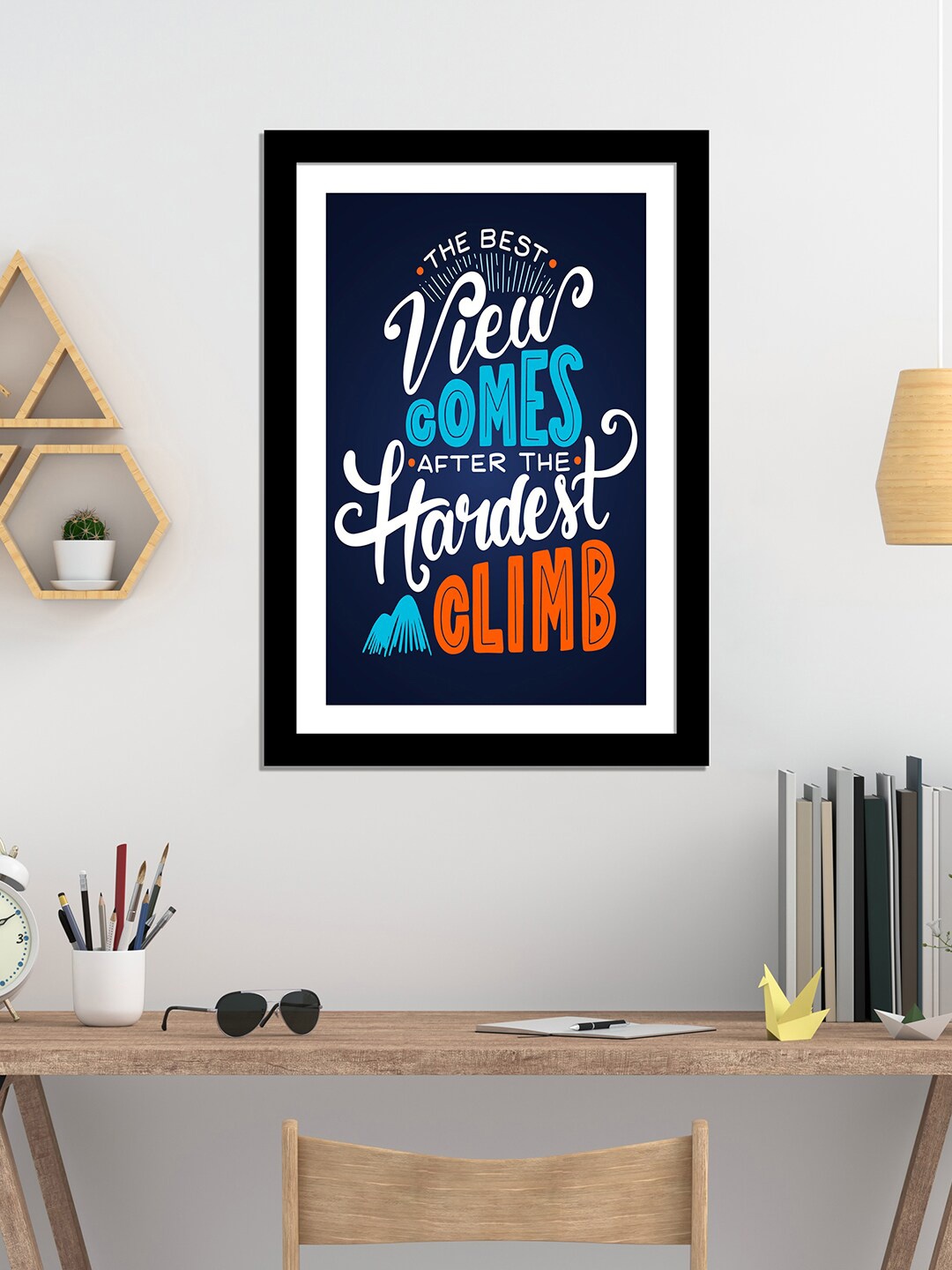 

WENS Black & Blue Laminated Inspirational Quotes Printed Framed Wall Art