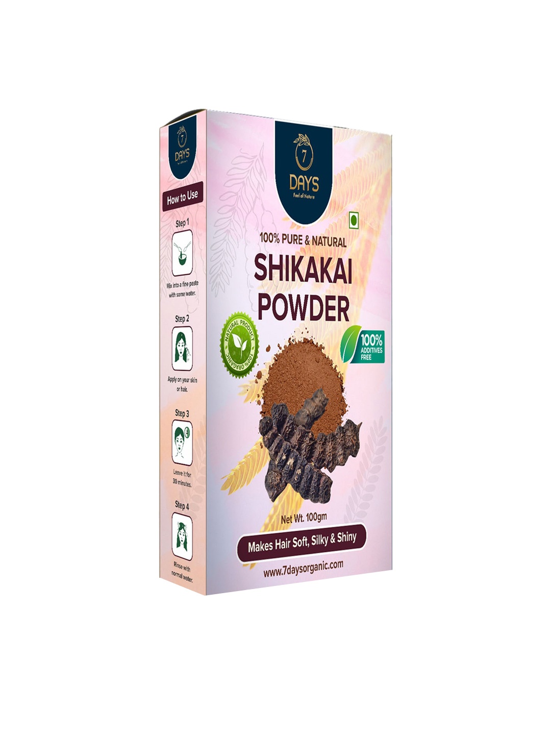 

7 DAYS 100% Natural & Pure Shikakai Powder for Soft & Silky Hair - 100 g, Purple