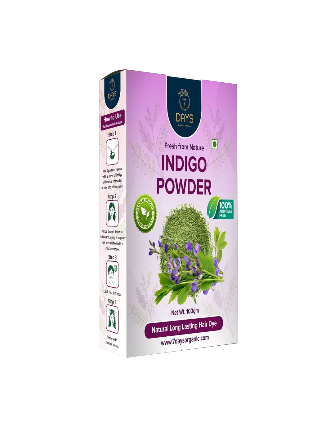 

7 DAYS Indigo Powder Hair Dye 100gm, Purple