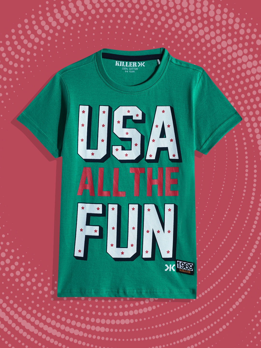 

Killer Boys Green Typography Printed Pure Cotton T-shirt