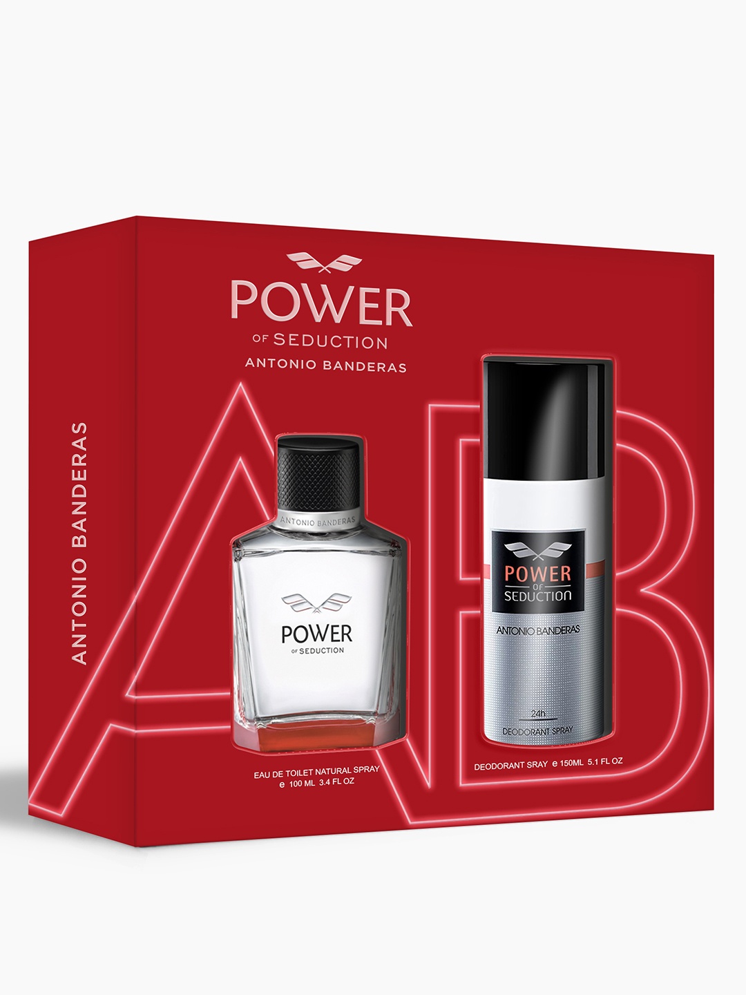 

Aantonio Banderas Men Set of Power of Seduction Eau De Toilette 100 ml & Deodorant 150 ml, Transparent