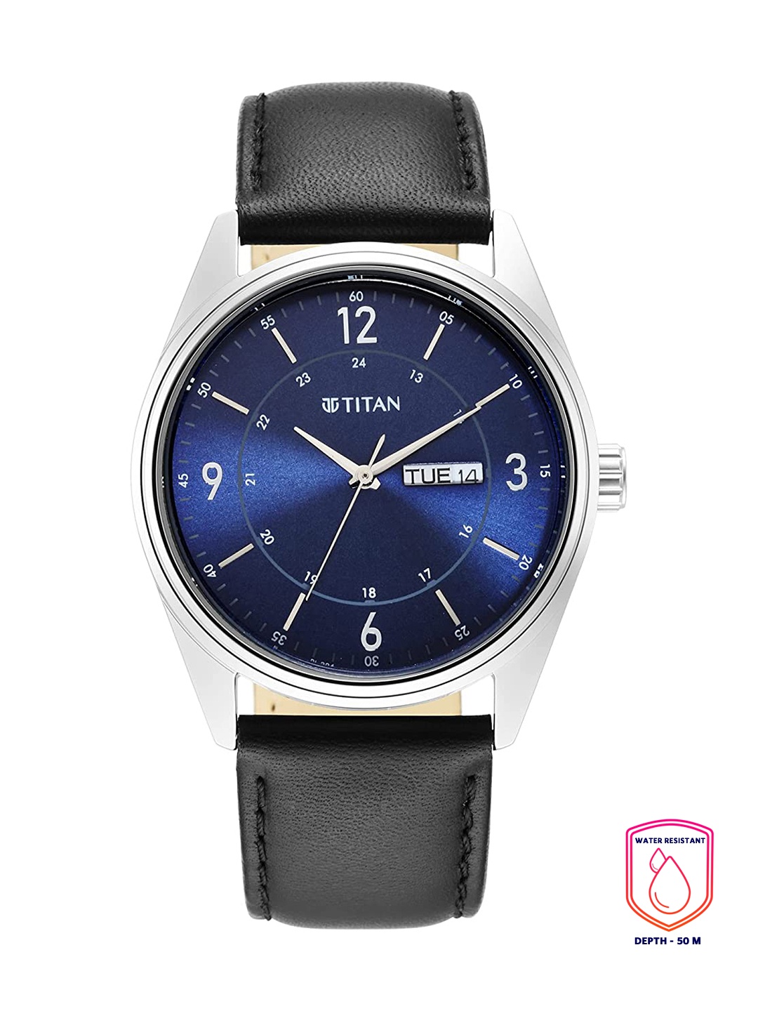 

Titan Men Blue Brass Dial & Black Leather Straps Analogue Watch NP1864SL02