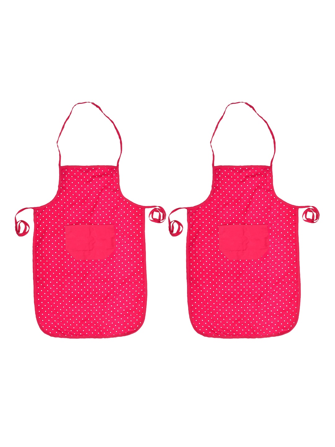 

Kuber Industries Set of 2 Pink Dot Printed Cotton Aprons