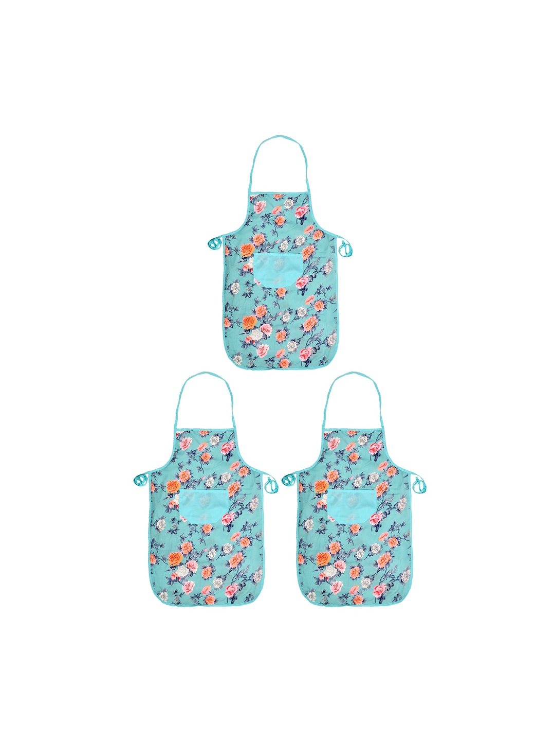 

Kuber Industries Set of 3 Green Floral Printed Cotton Aprons