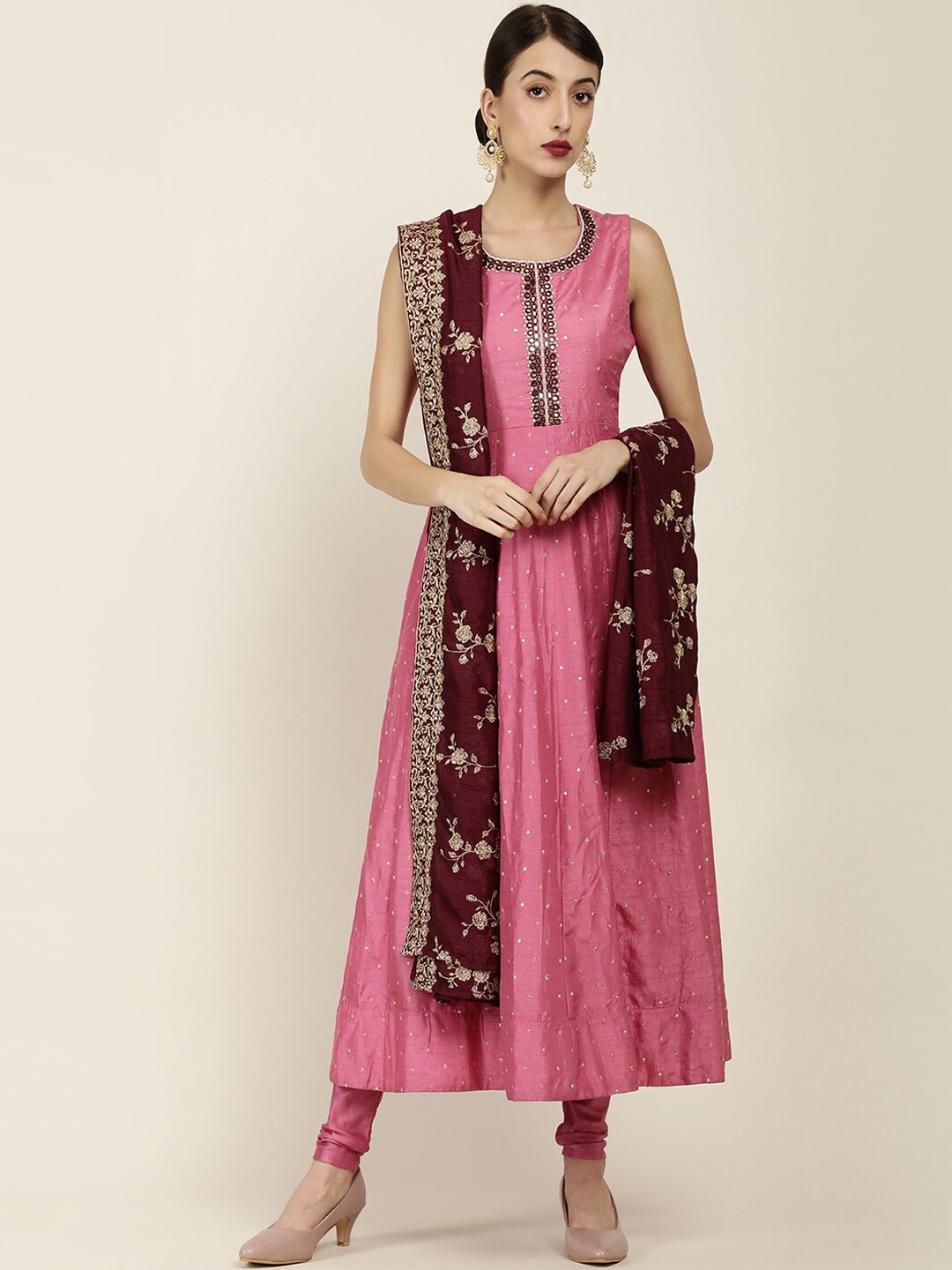 

Soch Women Pink Embroidered Kurta With Dupatta