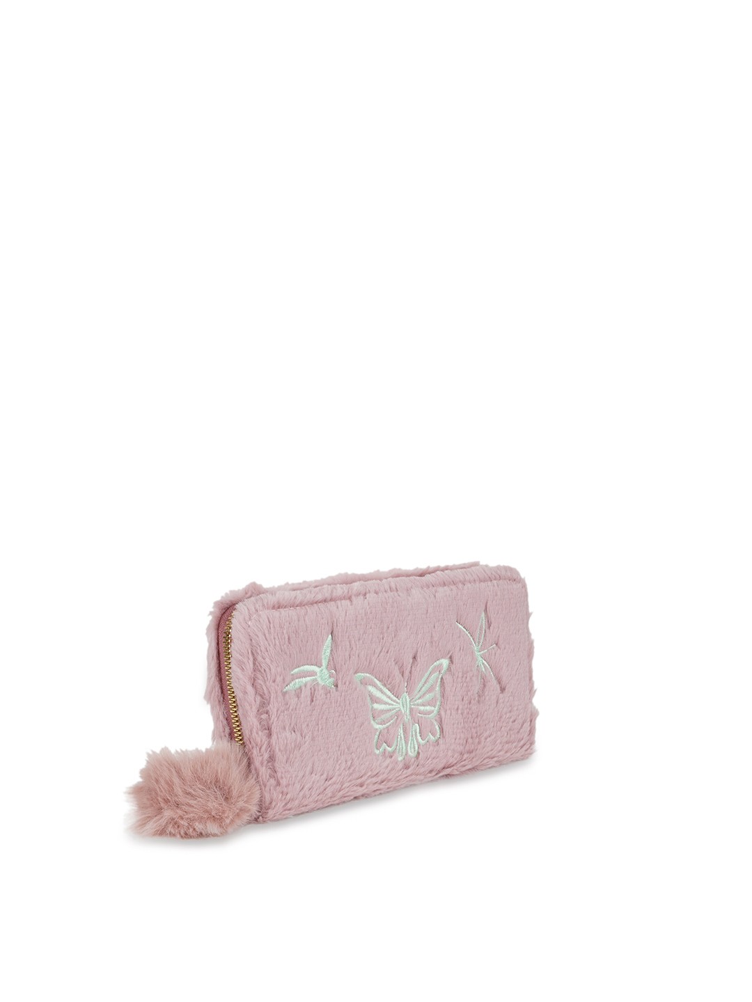 

Kanvas Katha Women Mauve & Green Printed Embroidered Zip Around Wallet