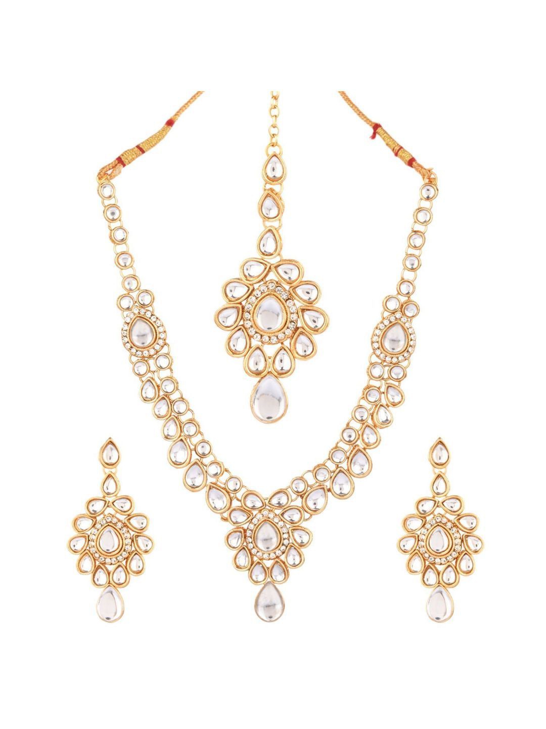 

Efulgenz Women Gold-Plated White Jewellery Set