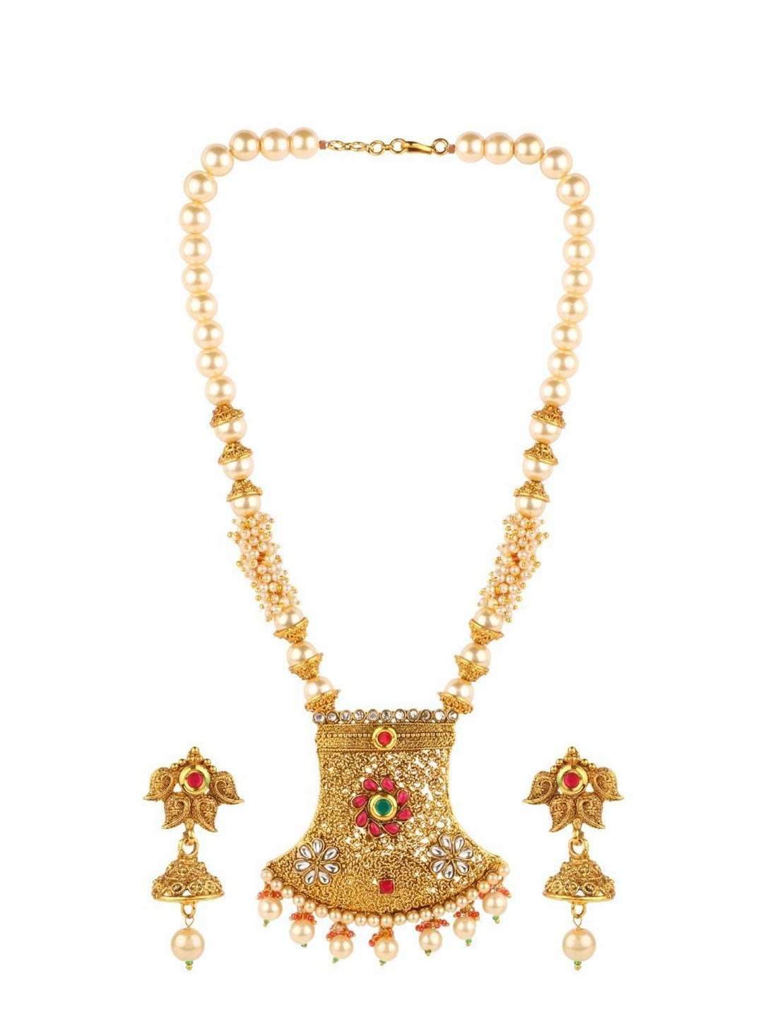 

Efulgenz Gold-Plated Crystal-Studded Antique Jewellery Set